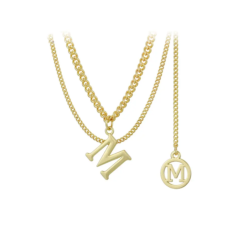 Bijoux xup en or 14K, collier simple et léger, à la mode, tendance, de luxe, européen et américain, personnalisé avec lettre M, YMnecklace-01358