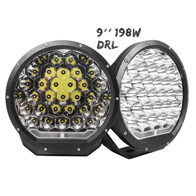 New White DRL Position Parking Light Round Bumper Led Cenon Spotlight 4x4 9in Led Off Road Light 9 inch Seal