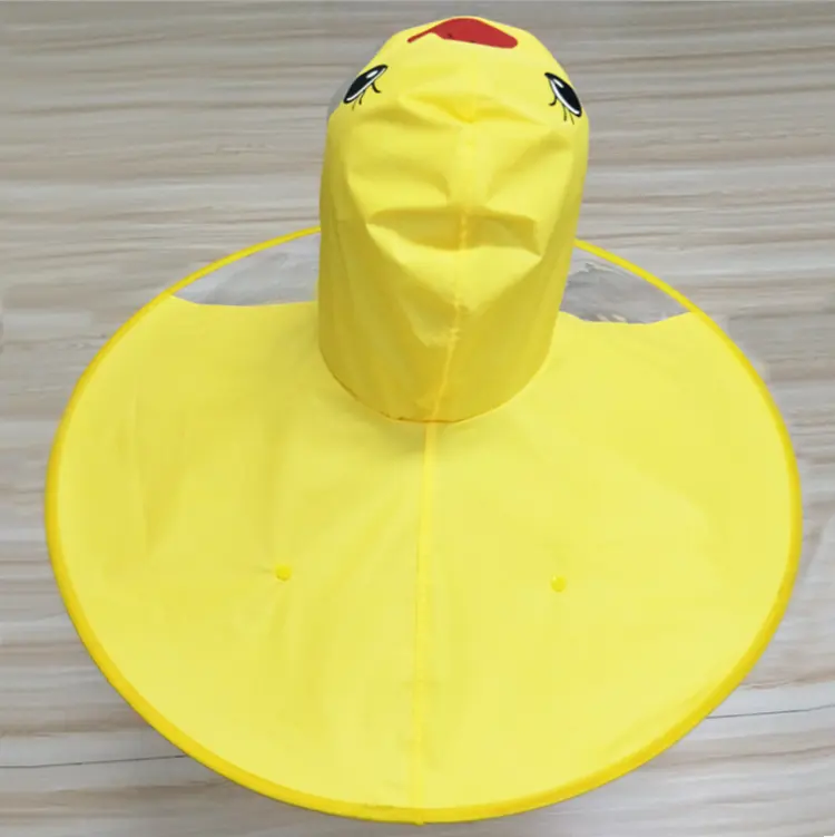 Gros bon prix haute qualité Enfants Mignon Imperméable Bande Dessinée Créative Canard Chapeau De Pluie Parapluie