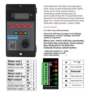 Controlador de motor sin escobillas de 220V CC de alta potencia con pantalla digital Controlador de velocidad de accionamiento Hall de alto voltaje - Product Image 3