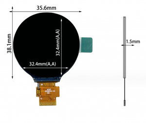 1,28 Zoll rundes TFT-LCD-Display 240x240 Treiber GC9A01 mit 4-Leitungs-SPI-Schnittstelle - Product Image 2