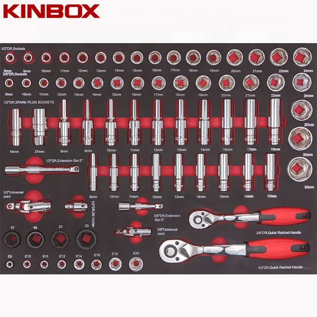 Kinbox Professional Hand Tool Set Item TF01M302 3/8 & 1/2 Socket Set
