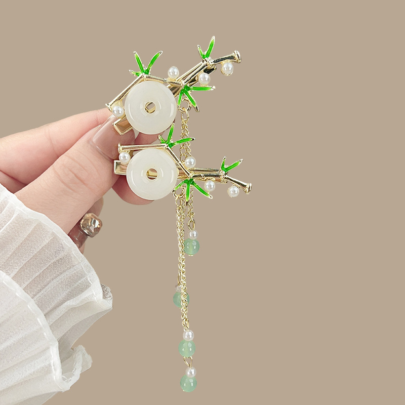 Ensemble de 2 cerceaux en feuilles de bambou