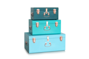 Set of 3 Refined Style Various Sizes Metal <strong>Trunk</strong> With Lock - Product Image 2