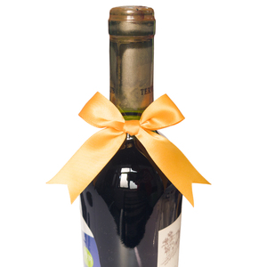 酒瓶定制黄色装饰丝带，带蝴蝶结设计和礼品包装弹性环 - Product Image 3