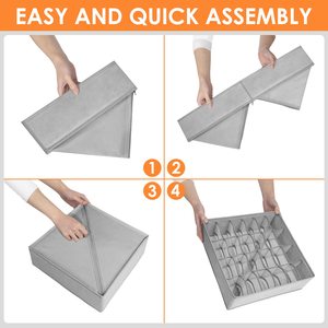 4 gói vải có thể gập lại tủ quần áo tủ quần áo tổ chức và lưu trữ Thùng vớ đồ lót ngăn kéo với ngăn cho phòng khách - Product Image 4