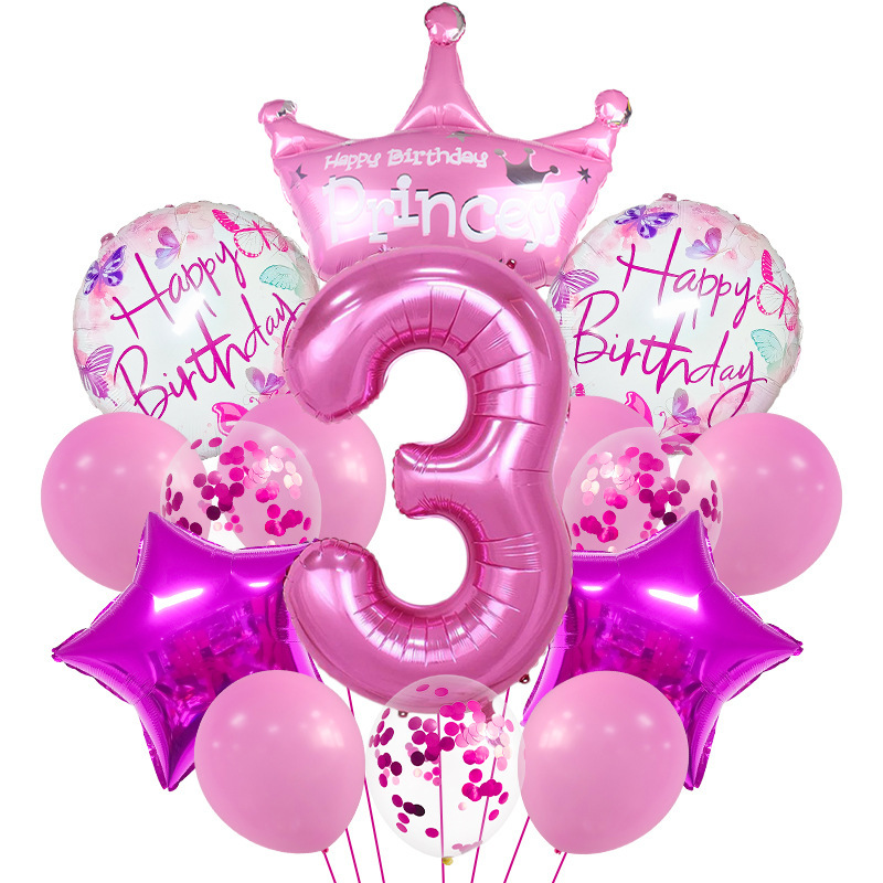 Pink balloons set 3 year