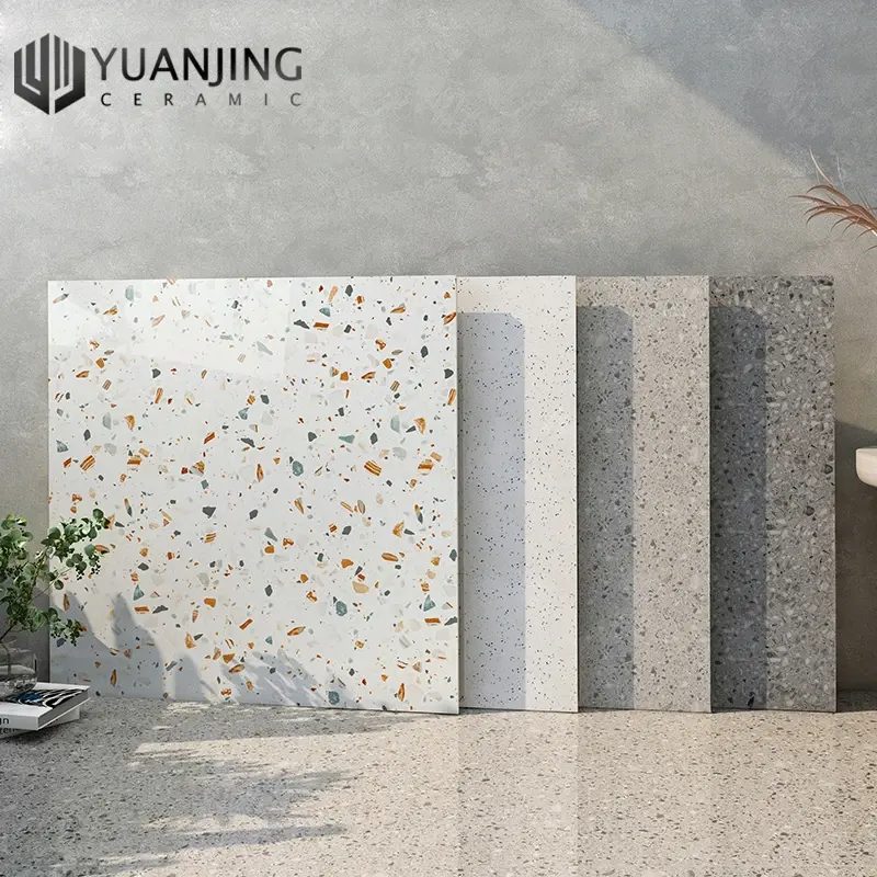 Piastrelle colorate lucide interamente in porcellana per pavimenti in Terrazzo di colore brillante 800x800mm per soggiorno piastrelle grigio centro commerciale