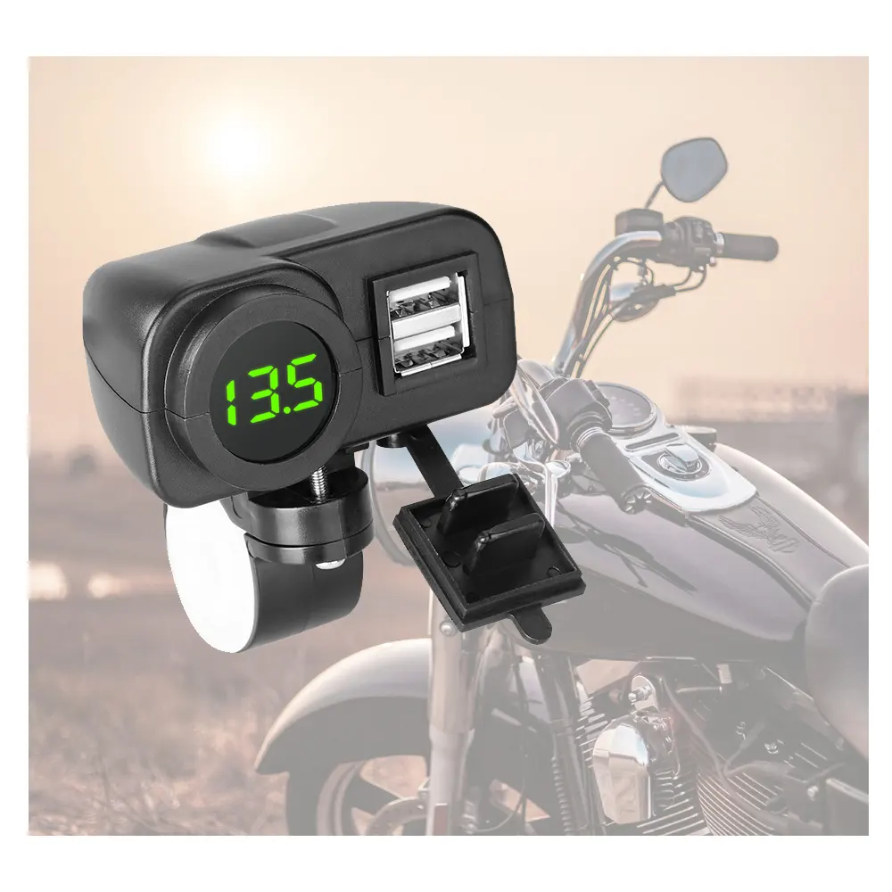 Зарядное устройство с USB-ручкой для мотоцикла, 12 В, 24 В, для мобильного телефона, цифровой вольтметр, зарядное устройство для телефона, Аксессуары для мотоцикла, оптовая продажа