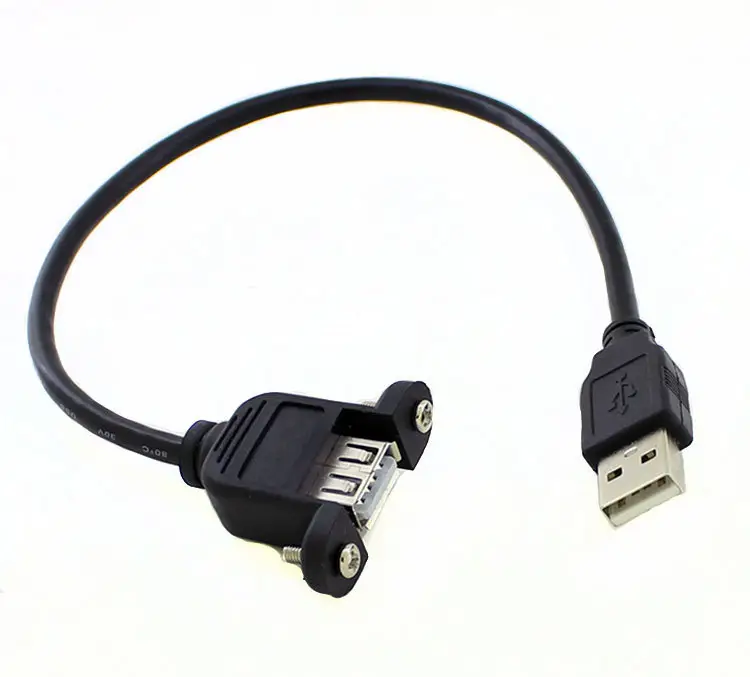 USB 2.0 A Kabel Ekstensi Kunci Sekrup Dudukan Panel Laki-laki Ke Perempuan