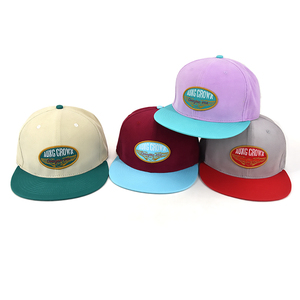 Aung Crown High Quality 6 <strong>Panel</strong> Unisex Acrylic Snapback Cap Custom Embroidery Woven <strong>Patch</strong> Flat Bill Hip Hop Snapback Hats - Product Image 5