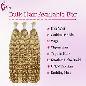 Fh 12Inch-26Inch #27 Tóc Vàng Ý Xoăn Số Lượng Lớn Bện Cabelo Trinh Nữ Nhân Tóc Không Có Sợi Ngang Cho Bện Phần Mở Rộng Tóc - Product Image 2