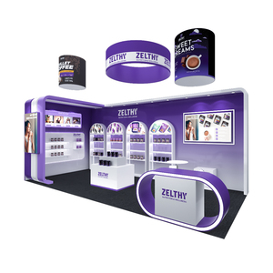 KOSTENLOSES INDIVIDUELLES DESIGN Schneller Aufbau Individueller Eck-Messestand aus Holz Modularer Ausstellungsstand für Messen - Product Image 1