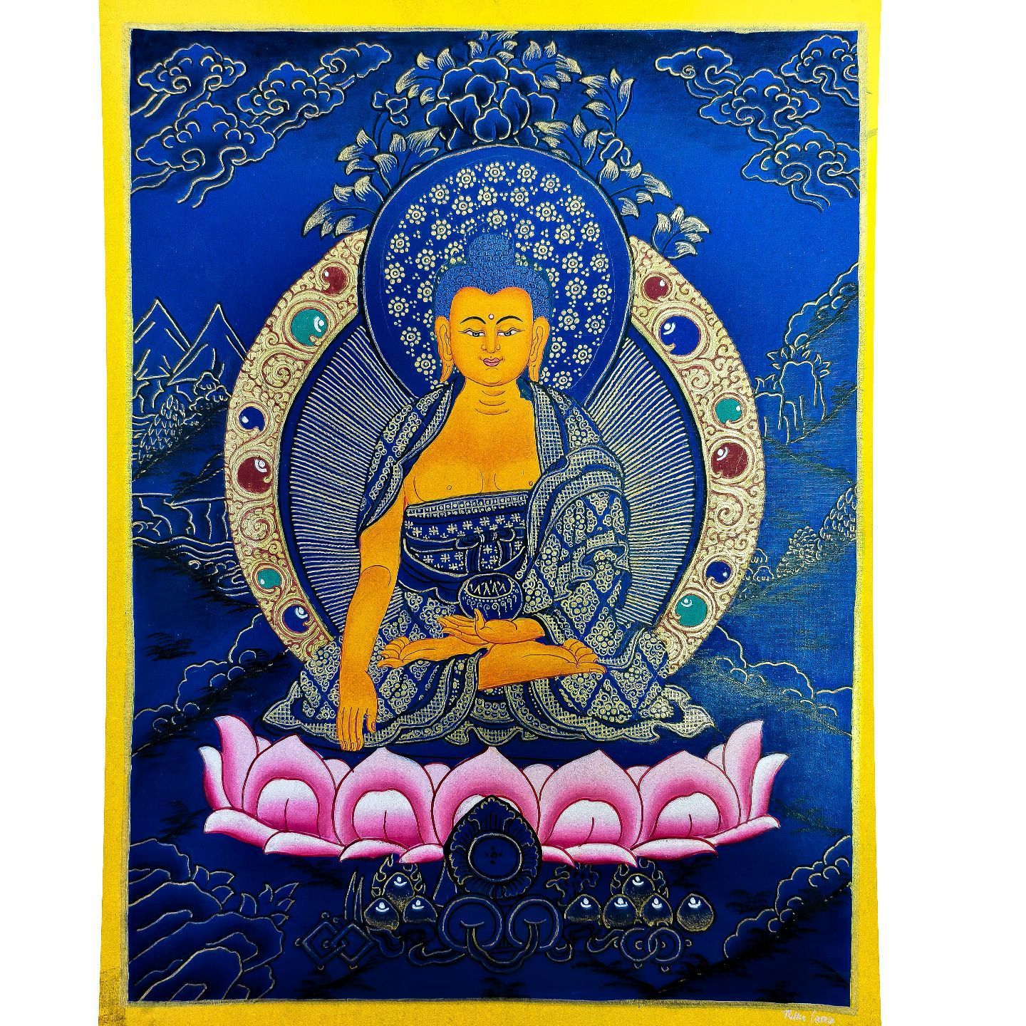 Peinture de tangs bleus coeur shakyamuni 2316 cm