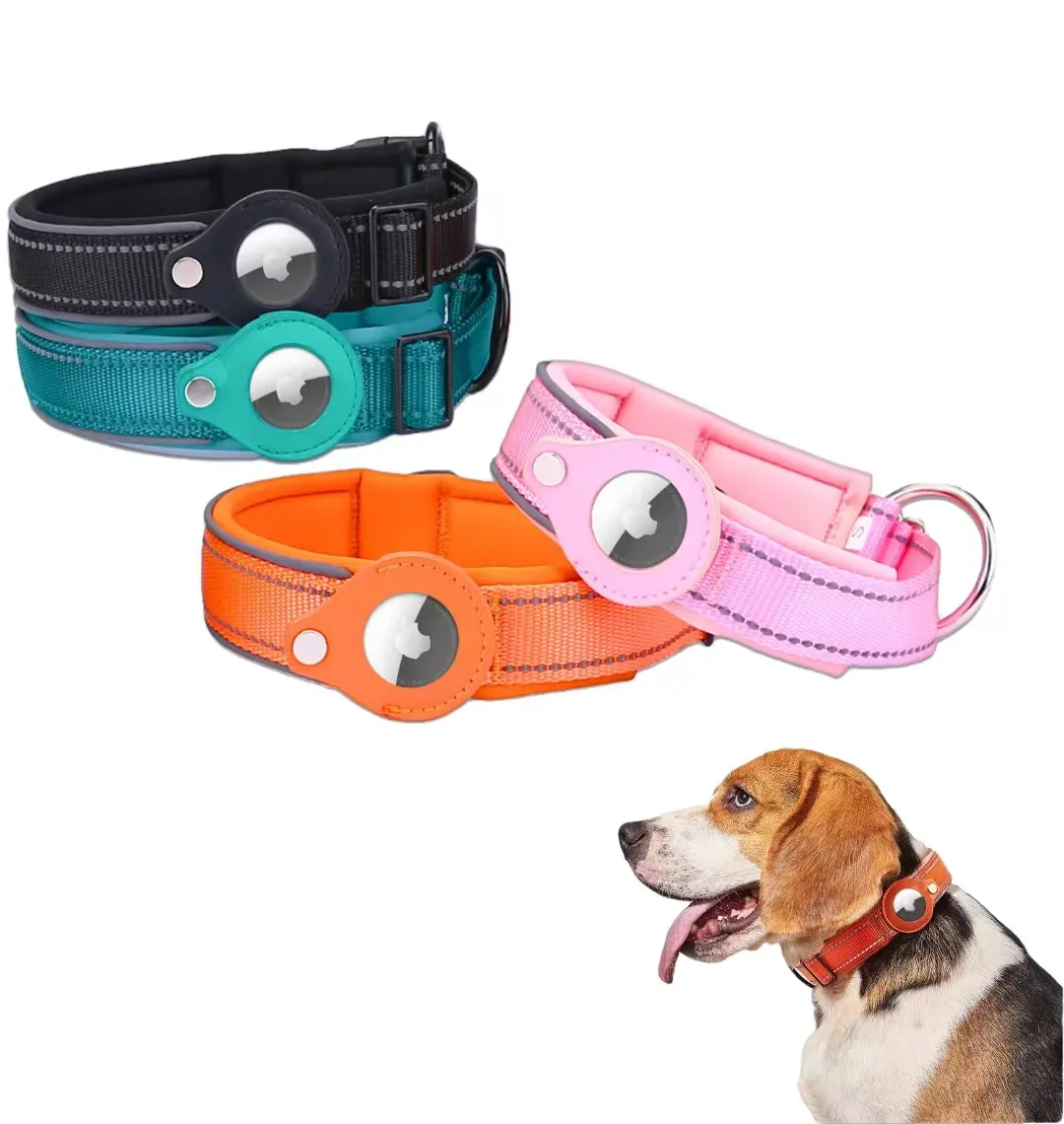Personalized Pet Cat Dog Apple Air tag Leash With Plastic Buckle Waterproof Protective Collar With Air Tag For Pet Dog Cat