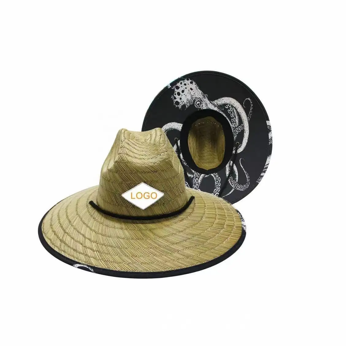 Tapete de paja personalizado chino para mujer, Mini protector de vida, sombreros de playa de paja para mujer