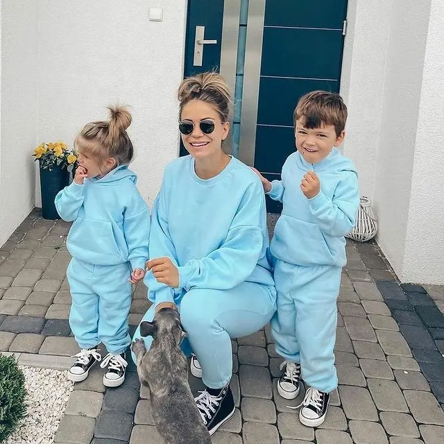 Fall Winter Jumper Joggers Father And Son Matching Outfits Mother Daughter Clothes Family Casual Sweatsuit Tracksuit