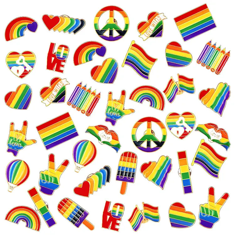 Drapeau en fer blanc personnalisé pour lesbiennes et homosexuels, épingle en métal arc-en-ciel LGBT q Gay Pride Badge en émail épingle LGBT