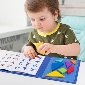 In legno magnetico 3D puzzle game forme geometriche colorate Tangram puzzle giocattolo educativo cervello blocchi di logica libro puzzle - Product Image 2