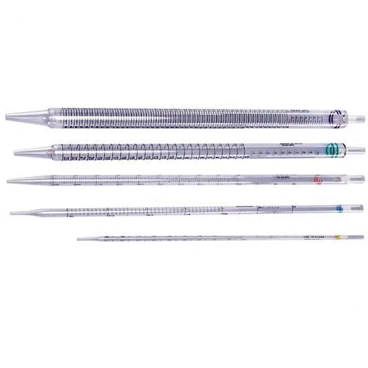 Plastic serological pipettes with Individually wrapped 1ml, 5ml, 10ml, 25ml, 50ml,100ml