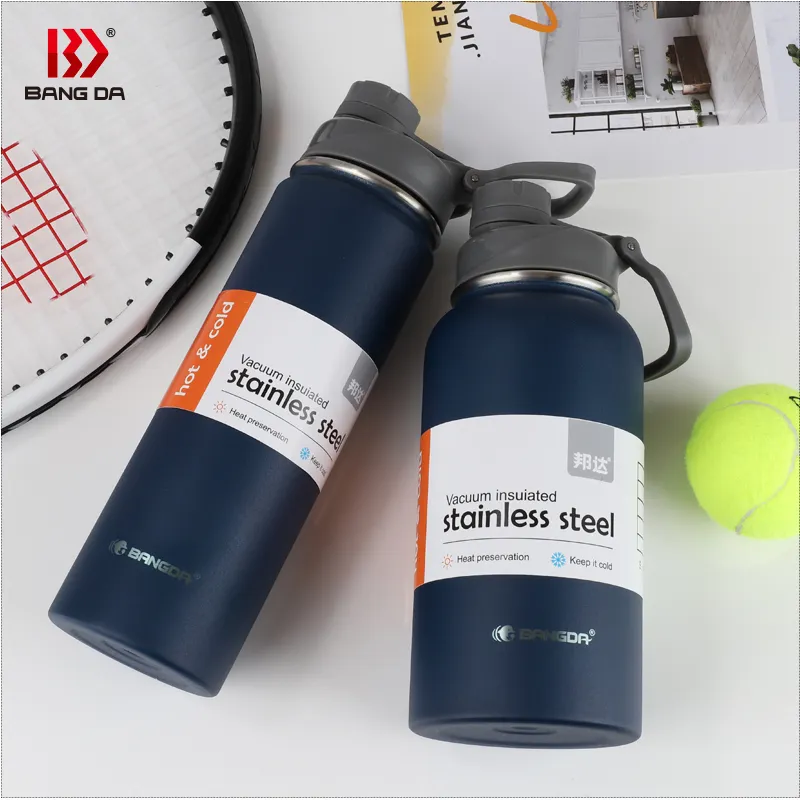 Diproduksi 32Oz 40Oz 5 Tutup Botol Air Minum Olahraga Terisolasi Dinding Ganda Lebar Mulut Stainless Steel Vacuum Flask