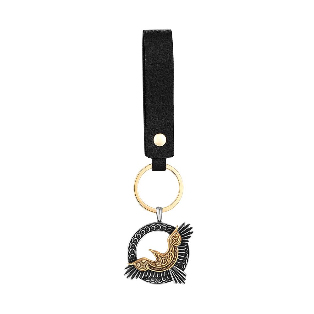 Pendentif bicolore avec cordon en cuir