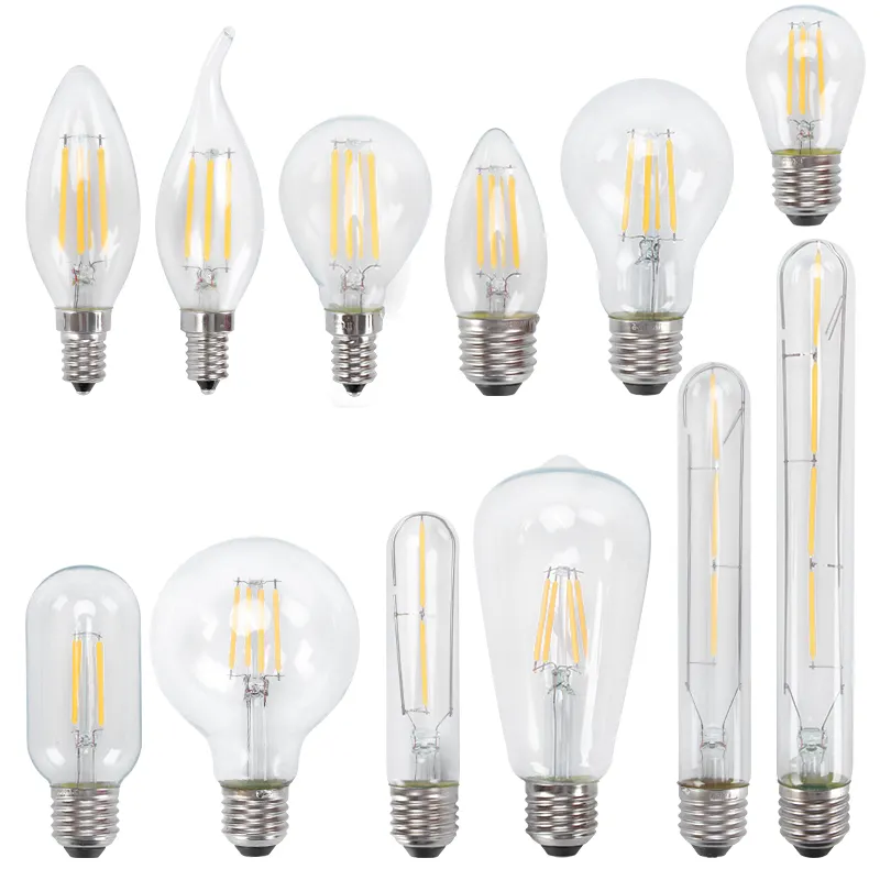 Bombilla de filamento LED estilo Retro, bombilla de filamento LED estilo Retro Edison, A60, C35, G80, ST64, G45, 2W, 4W, 6W, 8W