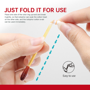 100% yeni ve en kaliteli tek kullanımlık iodoliquid sıvı dolu çubukla tıbbi 100 adet iodocotton pamuk swablar - Product Image 2