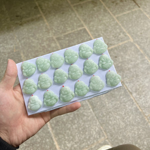 Wholesale a Grade Myanmar Light Green Jadeite Laughing Budda Pallet 20mm <strong>Jade</strong> Pendant for Jewelry Pendent DIY Accessories - Product Image 4