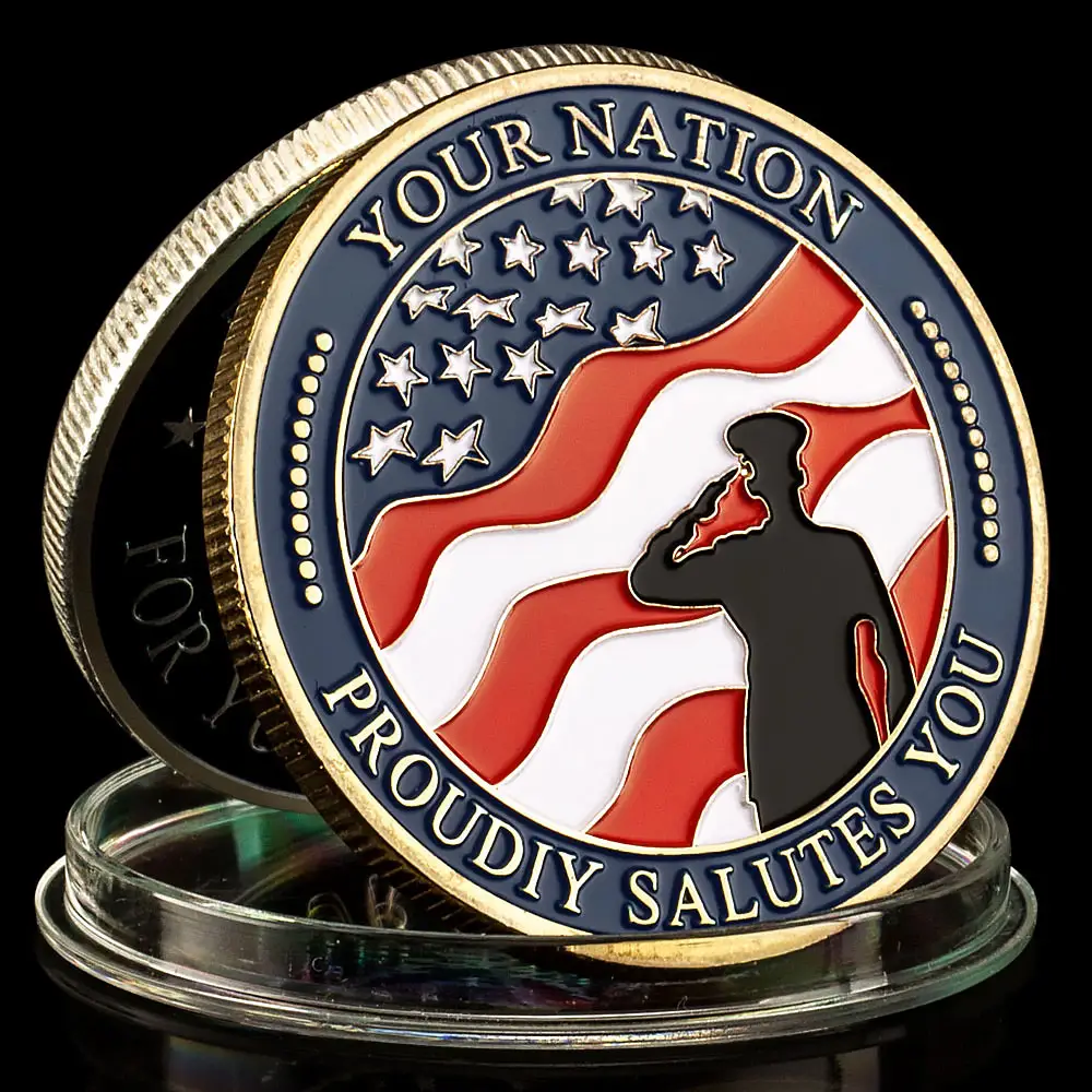 Kami terima kasih atas pelayanan Anda hadiah nasional koin emas & perak disepuh dengan Bangga Anda Koleksi medali kehormatan koin