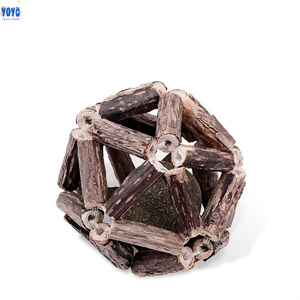 Rompecabezas de hierba gatera tejida a mano de gatos pequeños a grandes, juguetes de bola de menta, juego de ejercicio con Silvervine Polygonum hecho de madera - Product Image 1