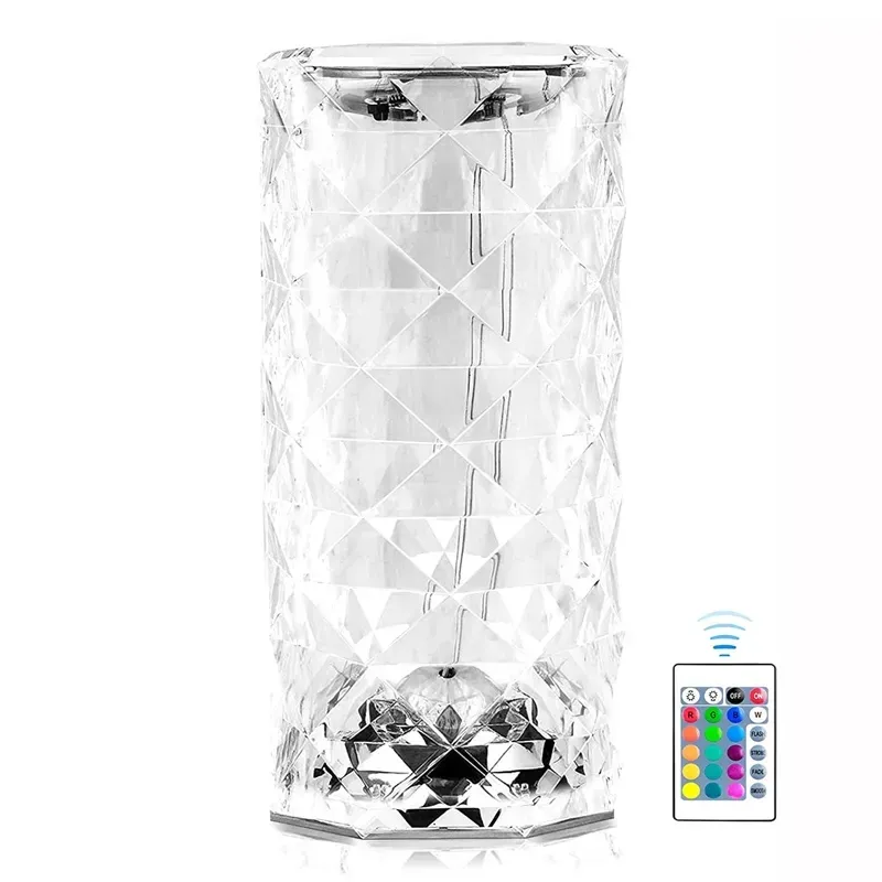 Luminária led de cristal em 16 cores, luminária de mesa de vidro 3d com controle de sensor de toque decoração de casa romântica 3 cct rgb usb luz noturna