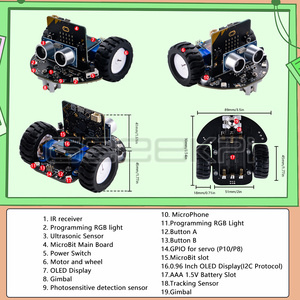 DeskPi MicroCar auto programmabile progettata per Microbit 0.96 "OLED Display sensori a ultrasuoni di programmazione telecomando - Product Image 5
