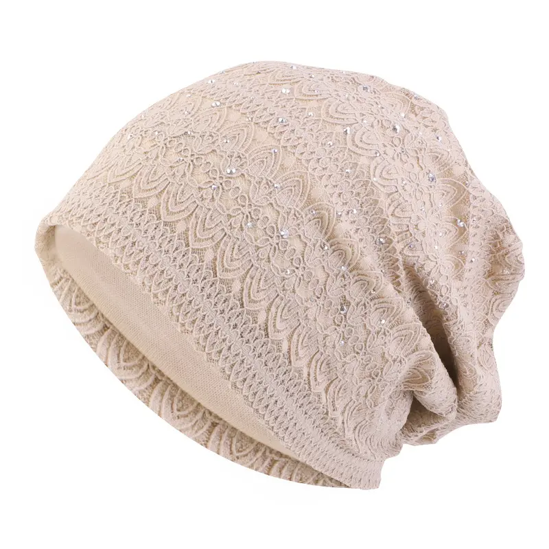 Moda Casual uso quotidiano morbido cotone berretto in pizzo turbante cappelli Slouchy Beanie per le donne ragazze