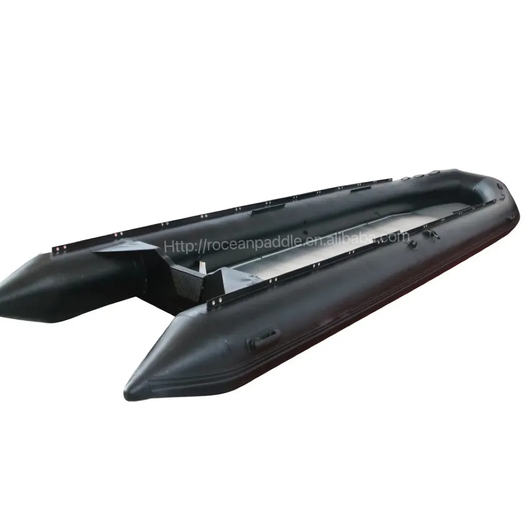 Barco inflável de alta qualidade com alumínio/madeira compensada/floor de ar em pvc preto 1.2mm tamanho grande 9 metros