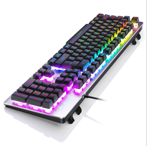 デスクトップノートブック用のメカニカルフェリングゲーミングキーボードを備えたレインボーマーキーバックライト付き吊り下げキーキャップ付き音声コントロールキーボード - Product Image 3