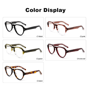 نظارات بصرية بتصميم جديد ممتاز مصنوع يدويًا بإطار كلاسيكي برشام للرجال والنساء نظارات شفافة - Product Image 3