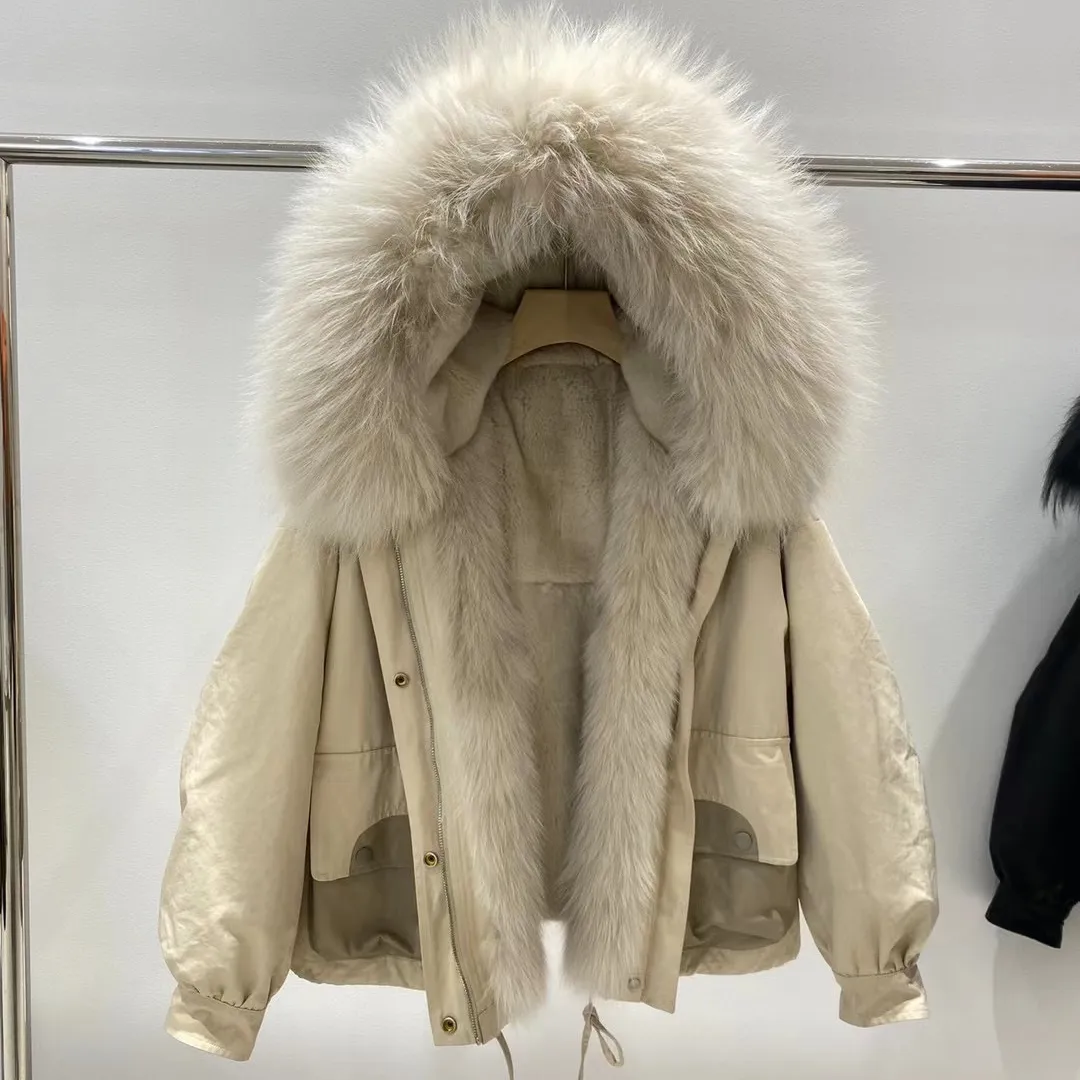 Manteau d'hiver référence rx, Parka doublure en fourrure de renard, lapin, mode