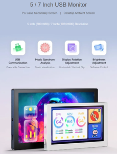 7 Inch New IPS USB Secondary Screen 7&quot; 1024x600 Type-C <strong>LCD</strong> <strong>Computer</strong> Hardware <strong>Monitor</strong> Music Spectrum Analysis <strong>Display</strong> No AIDA64 - Product Image 2