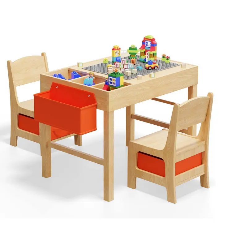 Tabela móveis 4 em 1, madeira bebê crianças atividade lego festa móveis