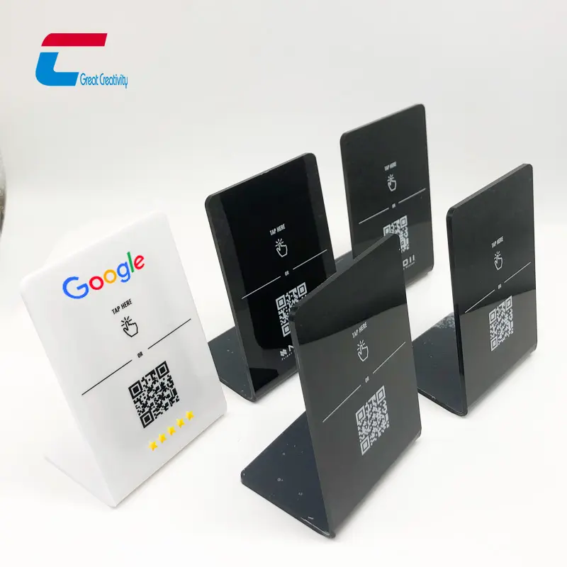 Logo personalizzato QR Code bianco/nero acrilico Google Review espositore NFC