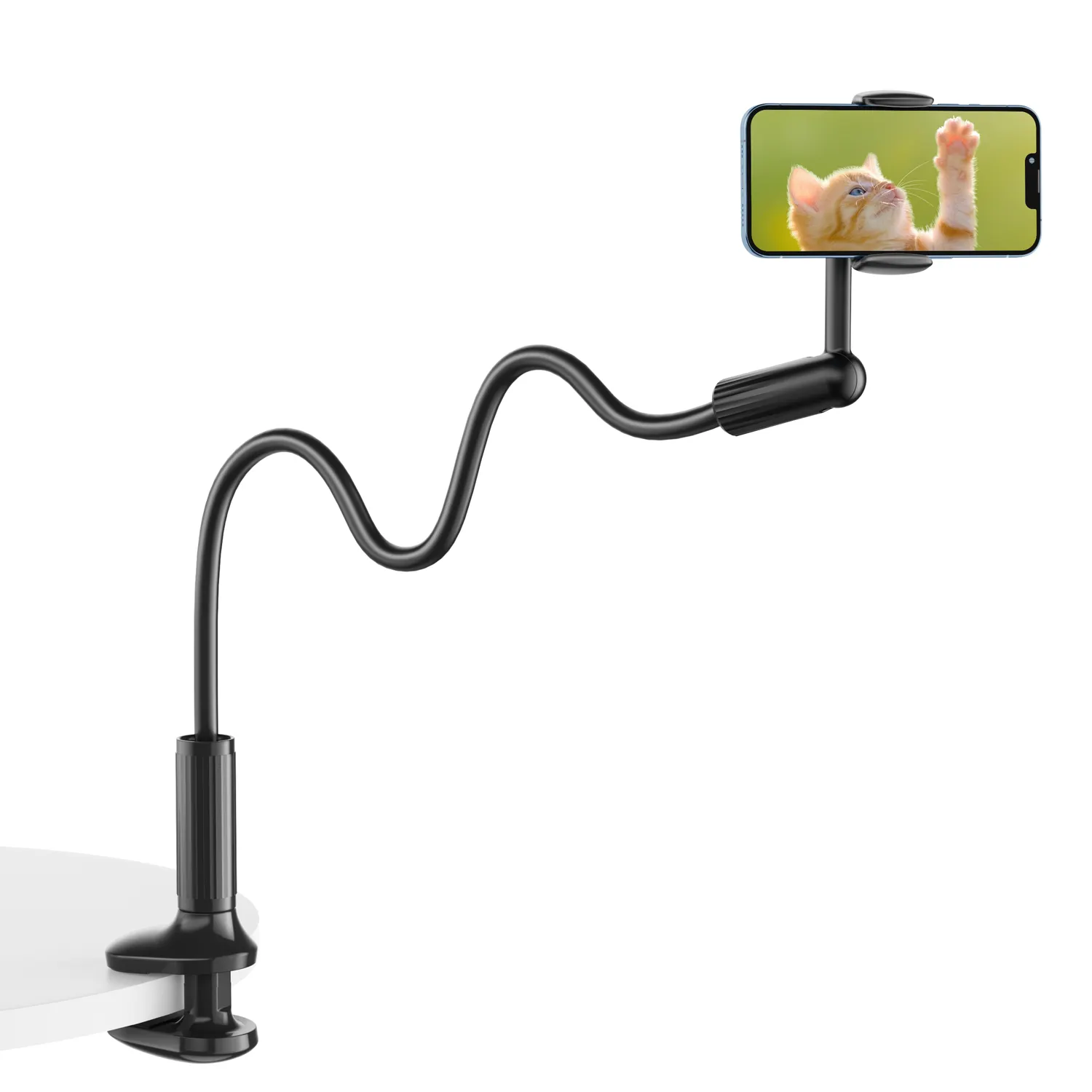 Gooseneck טלפון סלולרי מחזיק אוניברסלי מהדק עצלן טלפון Stand עם גמיש ארוך זרוע