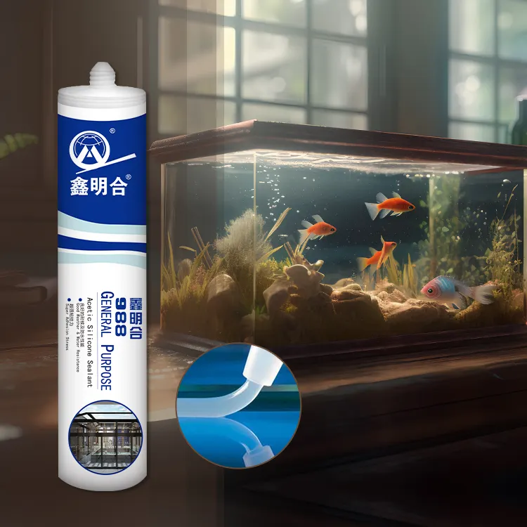 Asetik akvaryum camı şeffaf silikon yapıştırıcı hızlı kurutma asetoksi asit rtv temizle su geçirmez silikon dolgu balık tankı için