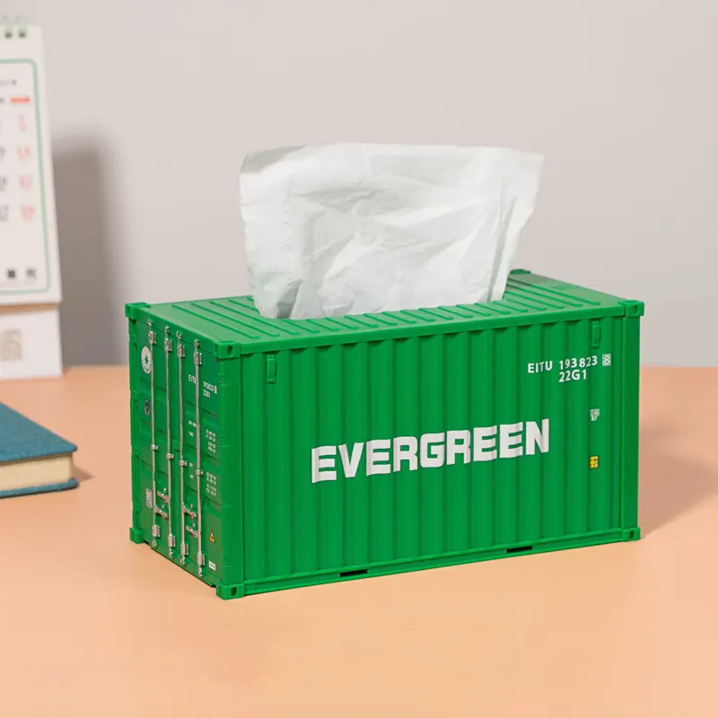 EVERGREEN-Caja organizadora de pañuelos de plástico, productos de decoraciones navideñas, regalos personalizados, modelo de contenedor de envío, 2022