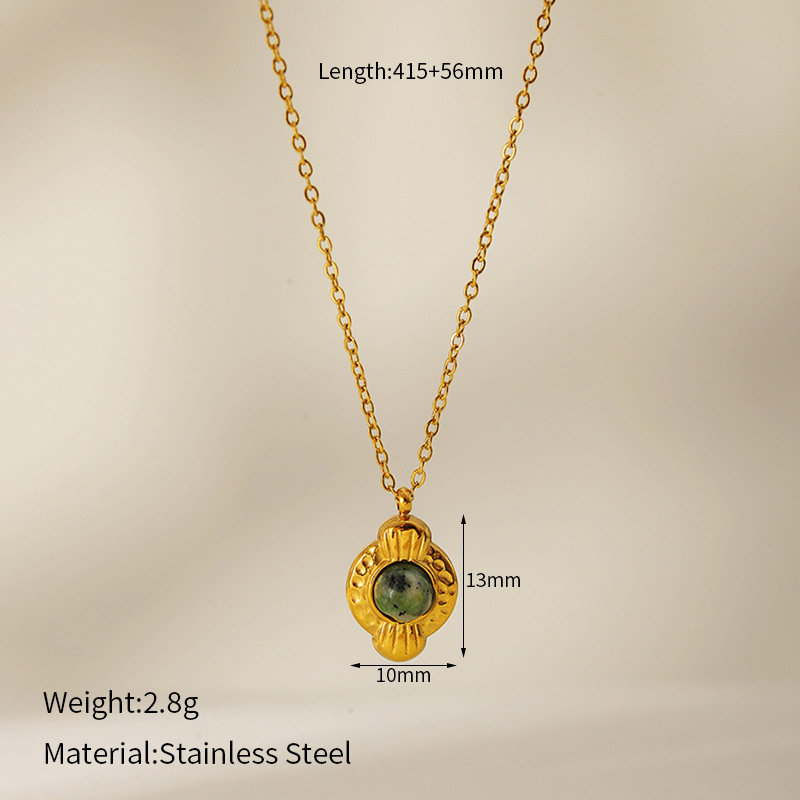 18# Ellipse Natural Stone Necklace