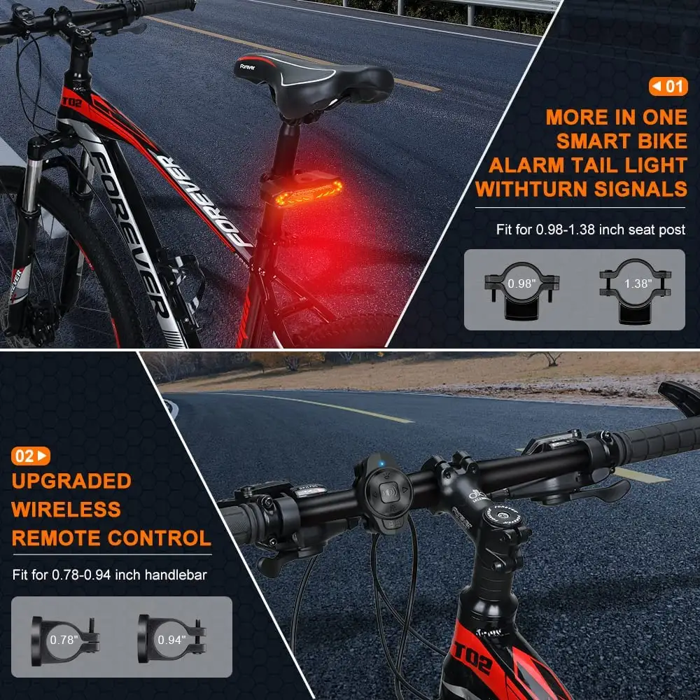 Best-seller Custom USB ricaricabile Smart Brake Sensor luce posteriore ciclo luce bici moto bicicletta allarmi LED luci bici