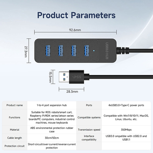 3.0 USB portatile senza Driver da 1 a 4 porte Hub di espansione senza latenza per la robotica ROS Raspberry Pi RDK serie e serie Jetson - Product Image 6