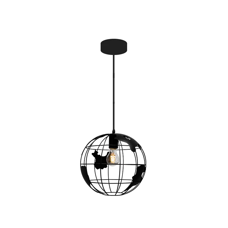 Lámparas de techo con forma de globo, lámpara colgante con mapa del mundo, moderna, para Loft, sombra de jaula