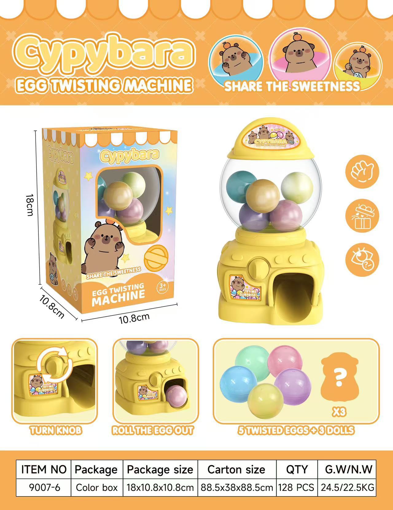 Machine à gashapon bonbons capybara 9007-6