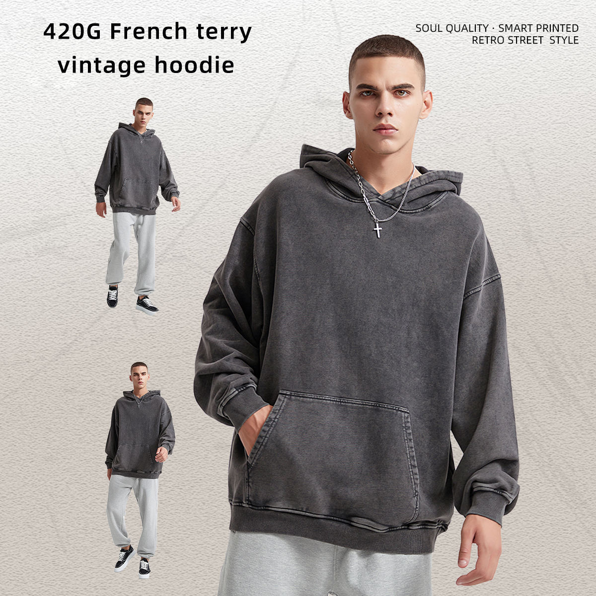 ผ้าบาติกสีเทาเข้ม